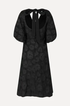 STINE GOYA 3/4 Volume Sleeves Midi Dress - Anemone Jacquard AnemoneJacquard Store