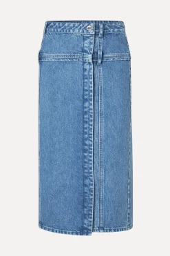 STINE GOYA Button Slit Detail Midi Skirt - Denim Blue DenimBlue Sale