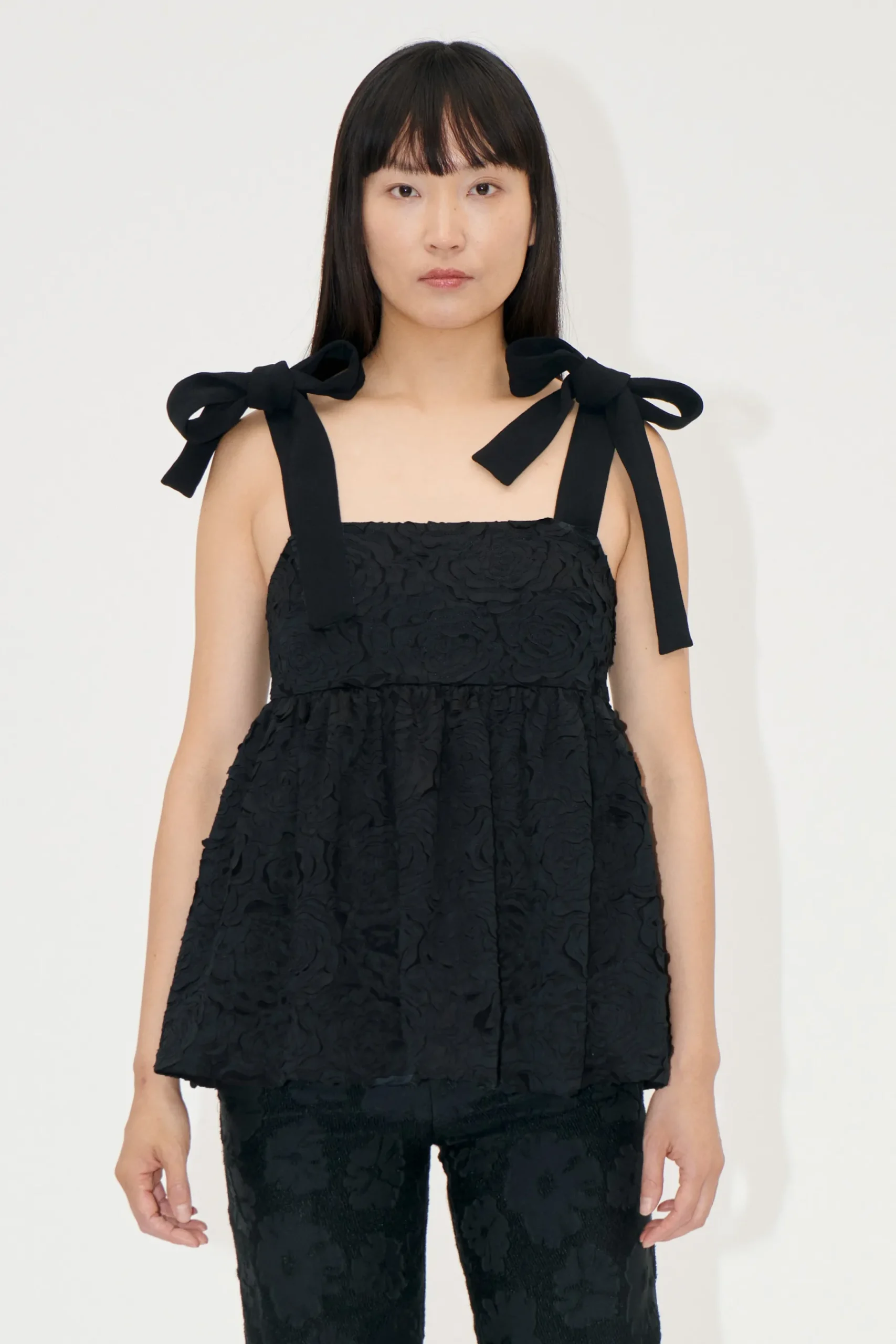 STINE GOYA Contrasted Tie Top - Jet Black JetBlack Best Sale