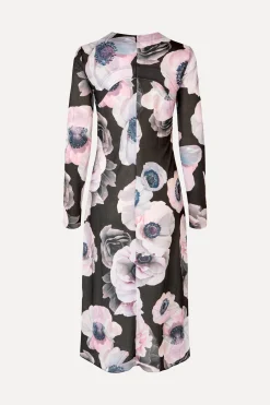 STINE GOYA Crewneck Long Sleeve Midi Dress - Nostalgic Anemone NostalgicAnemone Cheap