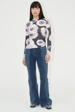 STINE GOYA Denim Flared Pants - Two Tone Denim TwoToneDenim Store