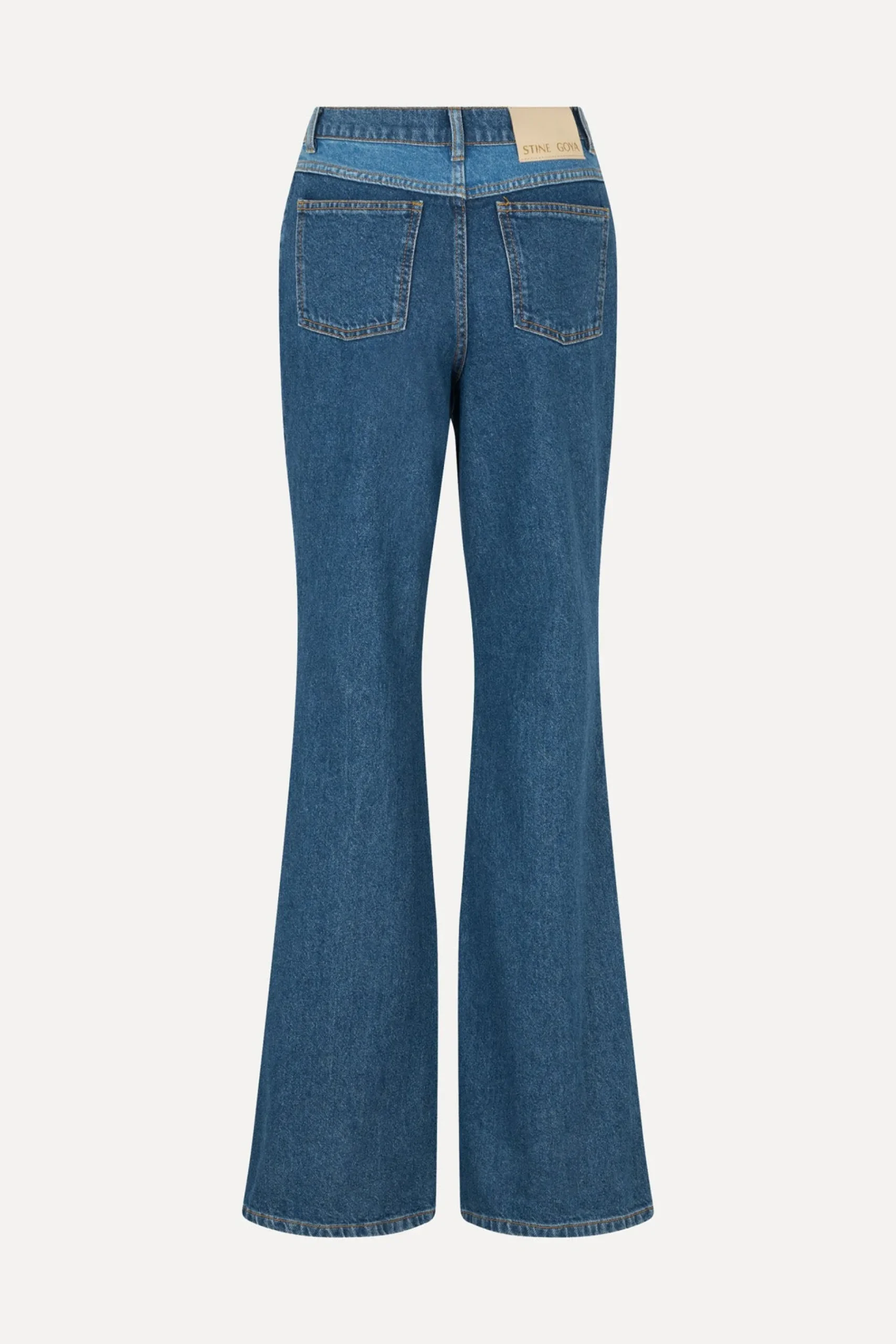 STINE GOYA Denim Flared Pants - Two Tone Denim TwoToneDenim Store