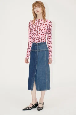 STINE GOYA Denim Midi Skirt - Two Tone Denim TwoToneDenim Store