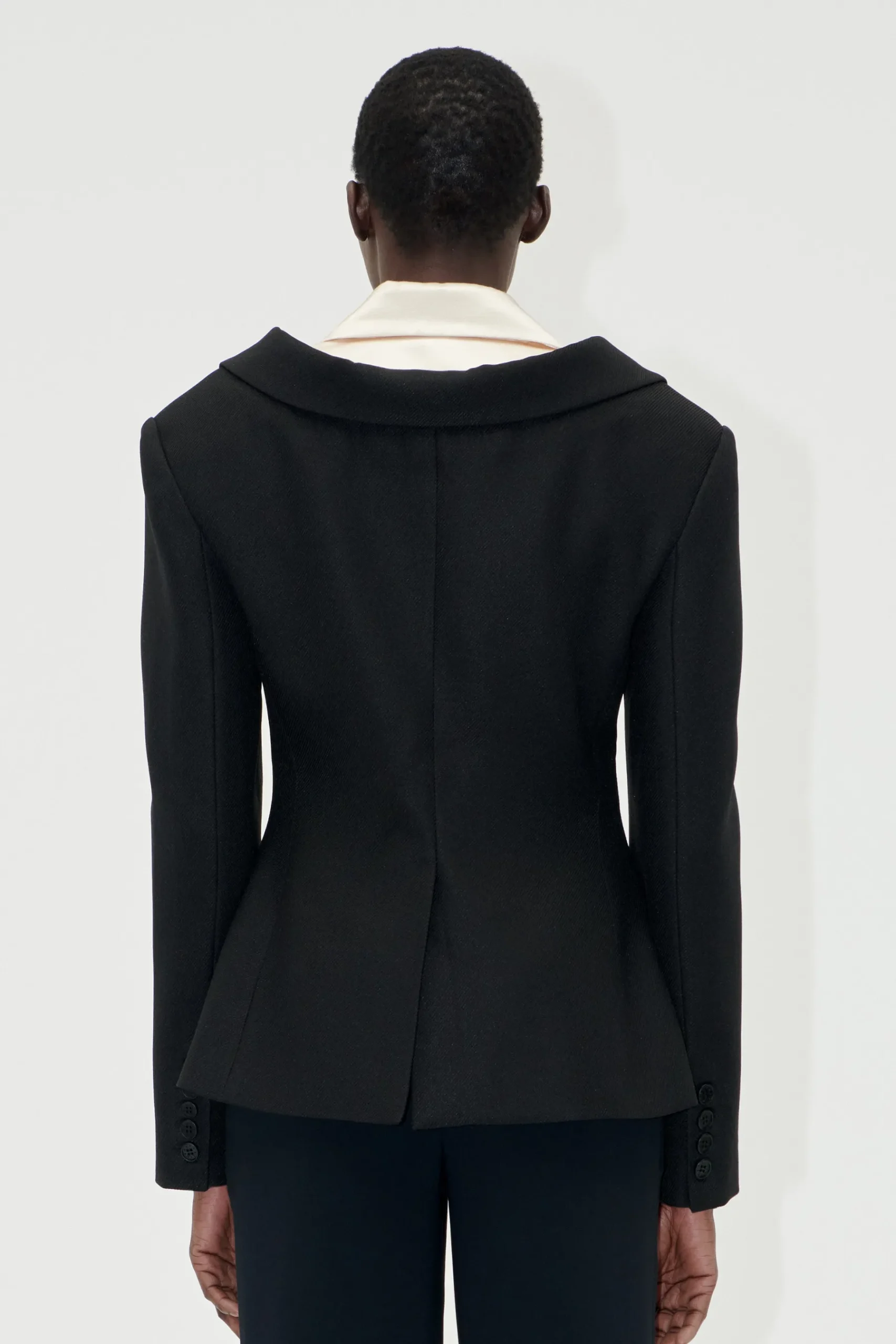 STINE GOYA Double Collar Tailored Jacket - Black / Butter Milk Flash Sale