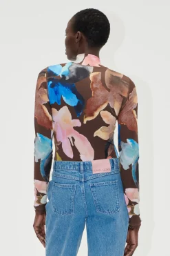 STINE GOYA Elastic High Neck Collared Top - Aquarelle Garden AquarelleGarden Sale
