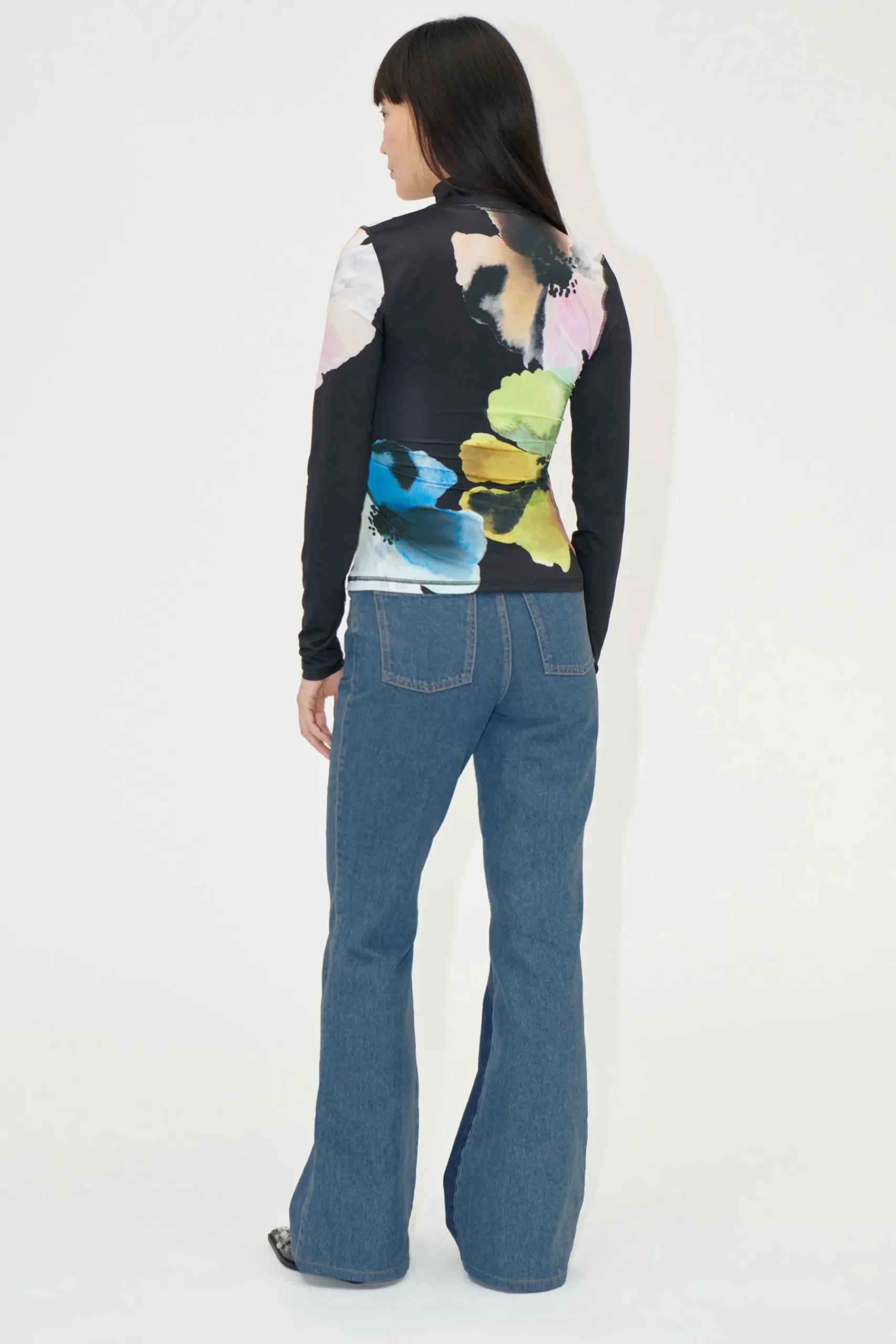 STINE GOYA Elastic High Neck Collared Top - Watercolor Bloom Maxi WatercolorBloomMaxi Cheap