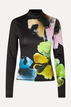 STINE GOYA Elastic High Neck Collared Top - Watercolor Bloom Maxi WatercolorBloomMaxi Cheap