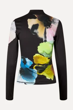 STINE GOYA Elastic High Neck Collared Top - Watercolor Bloom Maxi WatercolorBloomMaxi Cheap