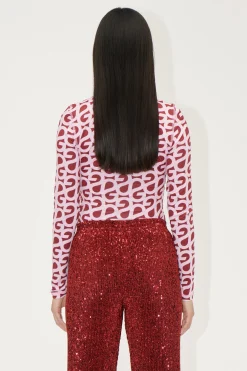 STINE GOYA Elastic Long Sleeve Top - SG Logo Burgundy Pink SGLogoBurgundyPink Outlet