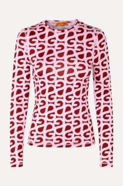 STINE GOYA Elastic Long Sleeve Top - SG Logo Burgundy Pink SGLogoBurgundyPink Outlet