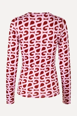 STINE GOYA Elastic Long Sleeve Top - SG Logo Burgundy Pink SGLogoBurgundyPink Outlet