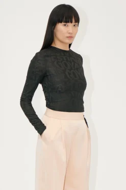 STINE GOYA Elastic Long Sleeve Top - Liquified Logo LiquifiedLogo Cheap