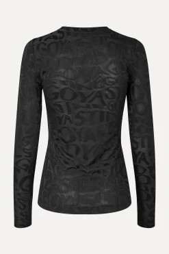 STINE GOYA Elastic Long Sleeve Top - Liquified Logo LiquifiedLogo Cheap