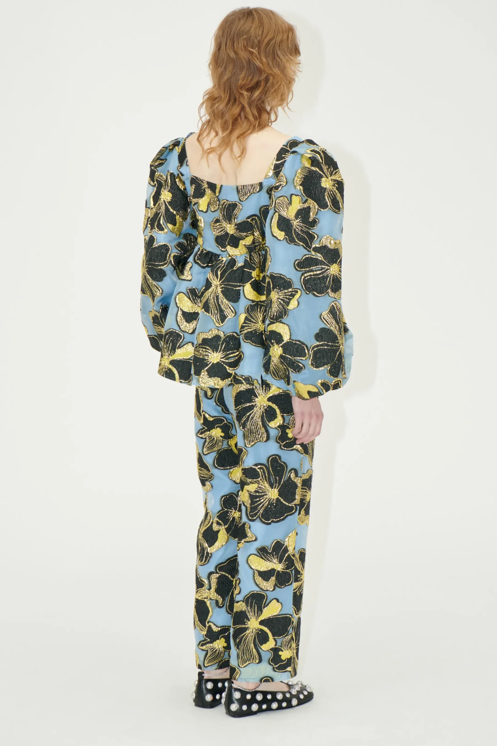 STINE GOYA Elasticated Waistband Pants - Blue Anemone Jacquard BlueAnemoneJacquard Best Sale