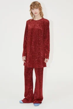 STINE GOYA Fluid Short Dress - Bordeaux Discount