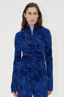 STINE GOYA Gathered Long Sleeve High Neck Collar Top - Fine Line Poppies FineLinePoppies New