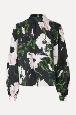 STINE GOYA Gathered Long Sleeve Top - Umber Windflower UmberWindflower Best