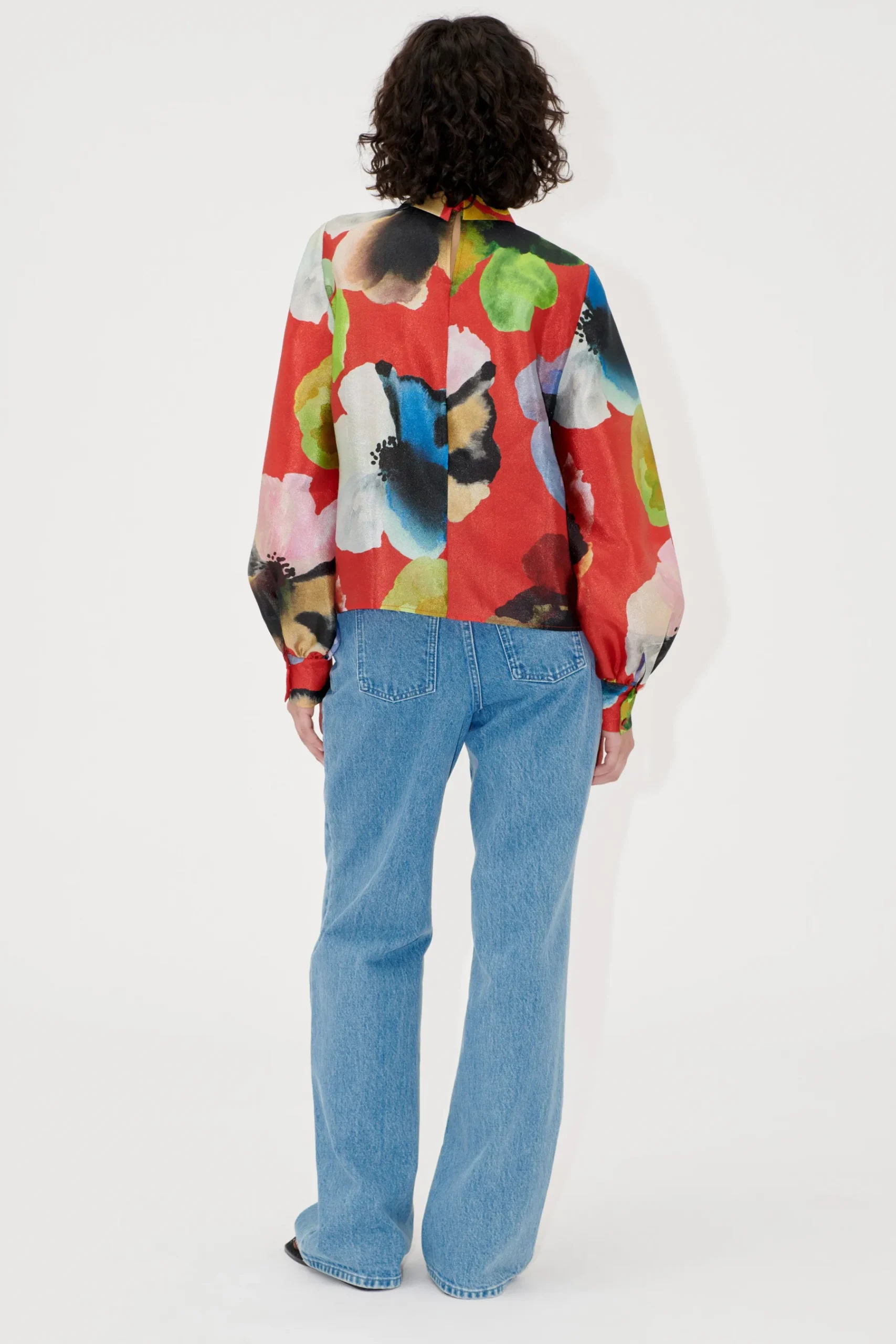 STINE GOYA Gathered Long Sleeve Top - Bloom In Red BloomInRed Sale