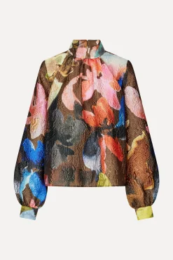 STINE GOYA Gathered Long Sleeve Top - Aquarelle Garden AquarelleGarden Best Sale
