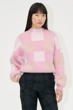 STINE GOYA Gingham Check Sweater - Pink Gingham Check PinkGinghamCheck Cheap