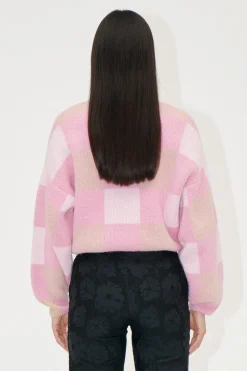 STINE GOYA Gingham Check Sweater - Pink Gingham Check PinkGinghamCheck Cheap