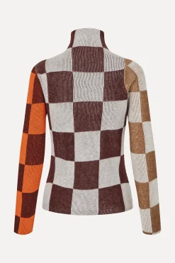 STINE GOYA Long Sleeve Asymmetric Top - Chocolate Combo ChocolateCombo Best