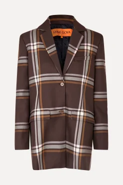 STINE GOYA Long Sleeve Boxy Blazer - Weaved Checks WeavedChecks Outlet