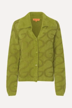 STINE GOYA Long Sleeve Cropped Cardigan - SG Monogram Green SGMonogramGreen Best Sale