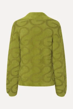 STINE GOYA Long Sleeve Cropped Cardigan - SG Monogram Green SGMonogramGreen Best Sale
