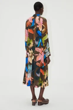STINE GOYA Long Sleeve Midi Dress - Aquarelle Garden AquarelleGarden Best Sale