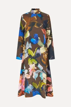STINE GOYA Long Sleeve Midi Dress - Aquarelle Garden AquarelleGarden Best Sale