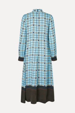 STINE GOYA Long Sleeve Midi Dress - Window Check WindowCheck Flash Sale