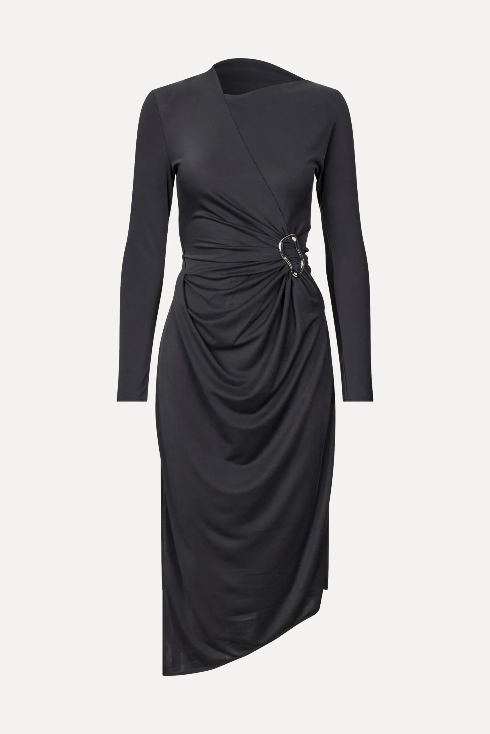STINE GOYA Long Sleeve Midi Dress With Fixed Buckle - Jet Black JetBlack Outlet
