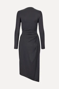 STINE GOYA Long Sleeve Midi Dress With Fixed Buckle - Jet Black JetBlack Outlet