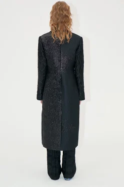 STINE GOYA Long Sleeve Straight Coat - Black Impressionist Hue BlackImpressionistHue Sale