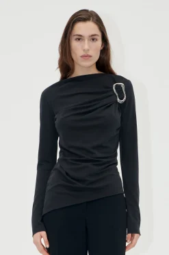 STINE GOYA Long Sleeve Top With Fixed Buckle - Jet Black JetBlack Outlet