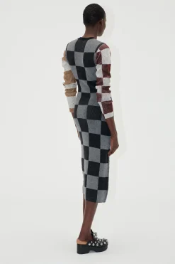 STINE GOYA Midi Fitted Dress - Chocolate Combo ChocolateCombo Outlet