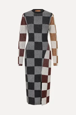 STINE GOYA Midi Fitted Dress - Chocolate Combo ChocolateCombo Outlet