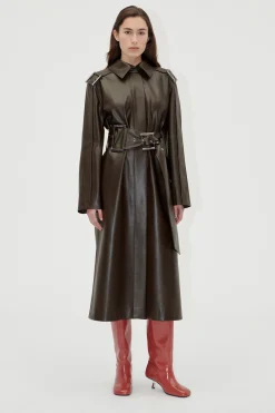 STINE GOYA Oversized Trenchcoat With Buckle Belt - Chocolate Store