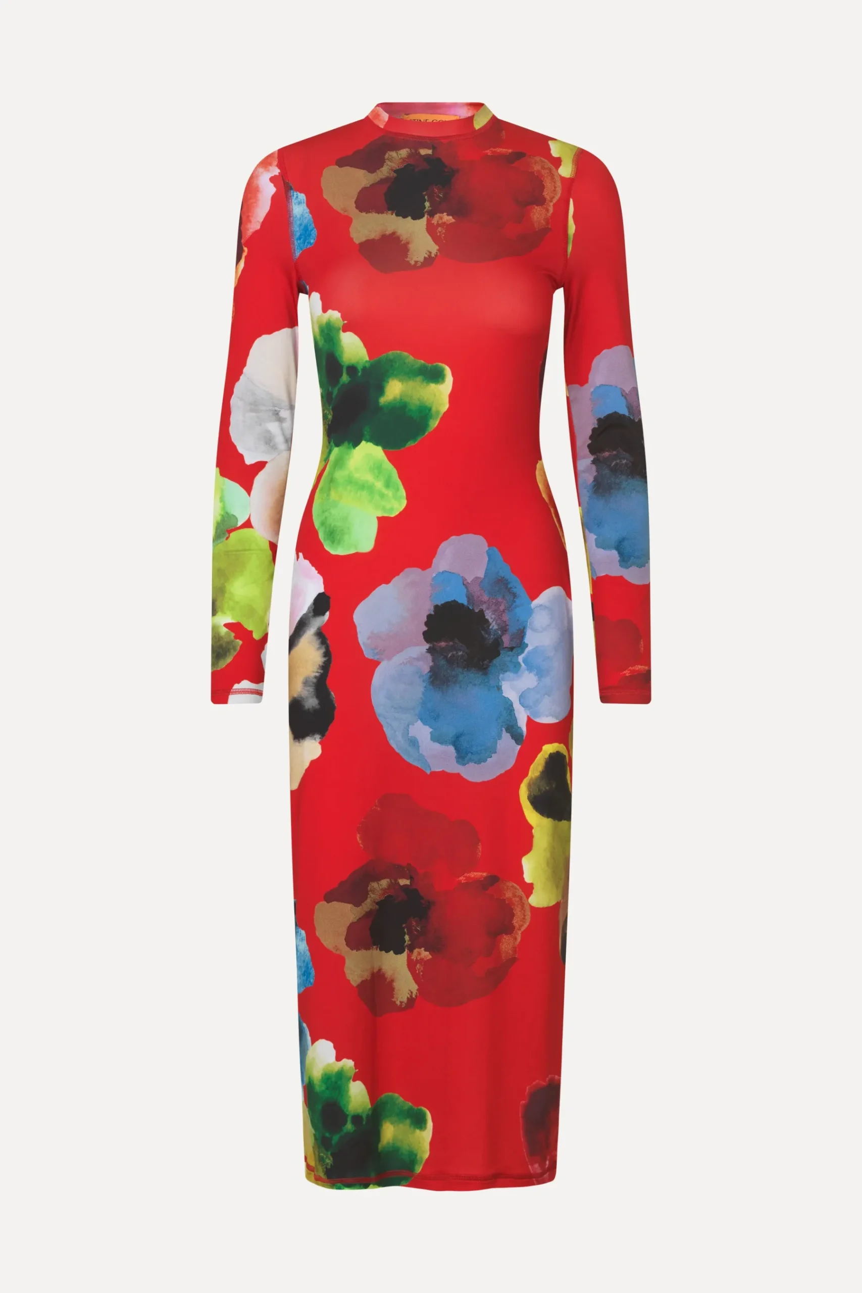 STINE GOYA Pullover Long Sleeve Midi Dress - Bloom In Red BloomInRed Fashion