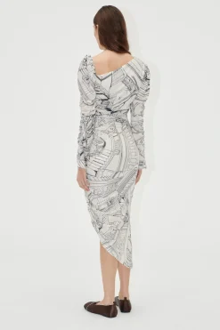 STINE GOYA Rouched Midi Dress - Fineline Staircase FinelineStaircase Cheap