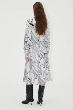 STINE GOYA Shoulder Pleated Long Dress - Fineline Staircase FinelineStaircase Store