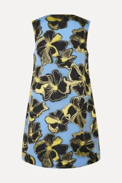 STINE GOYA Sleeveless V-Neck Short Dress - Blue Anemone Jacquard NeckShortDress-BlueAnemoneJacquard Discount