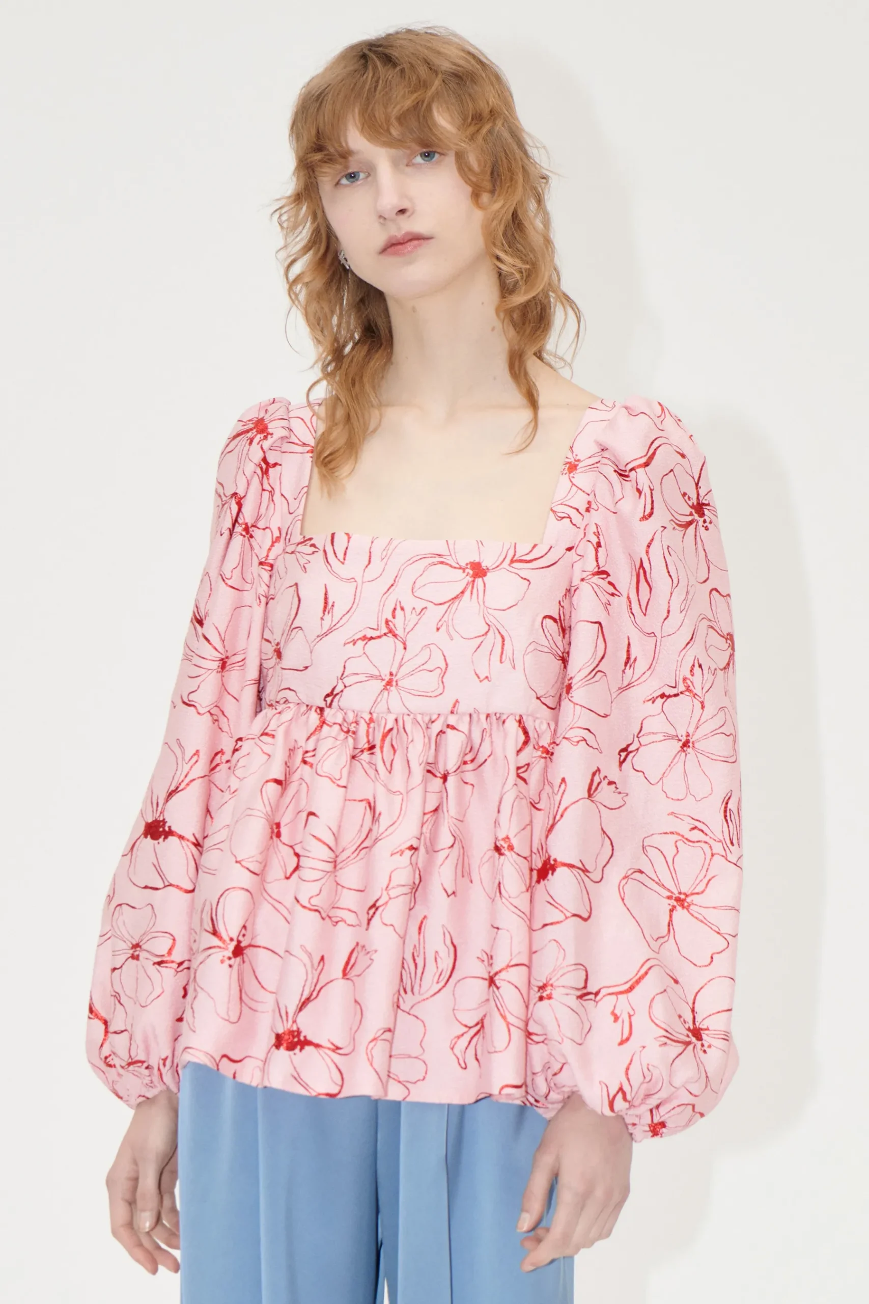 STINE GOYA Square Neck Long Sleeve Top - Foil Foliage FoilFoliage Hot