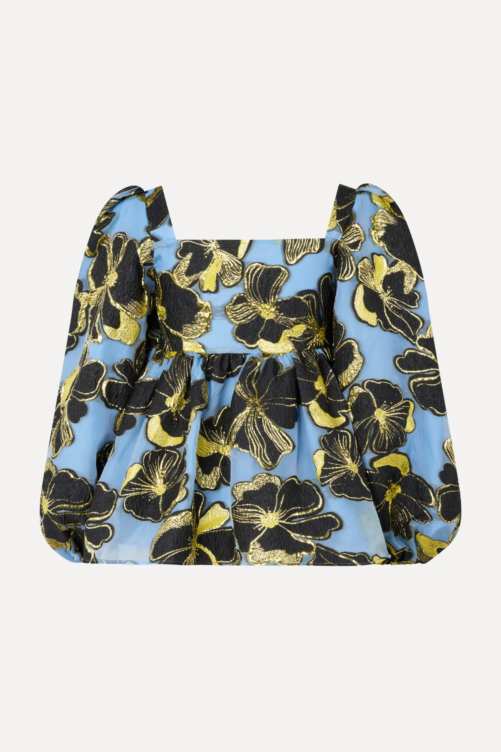 STINE GOYA Square Neck Long Sleeve Top - Blue Anemone Jacquard BlueAnemoneJacquard Store