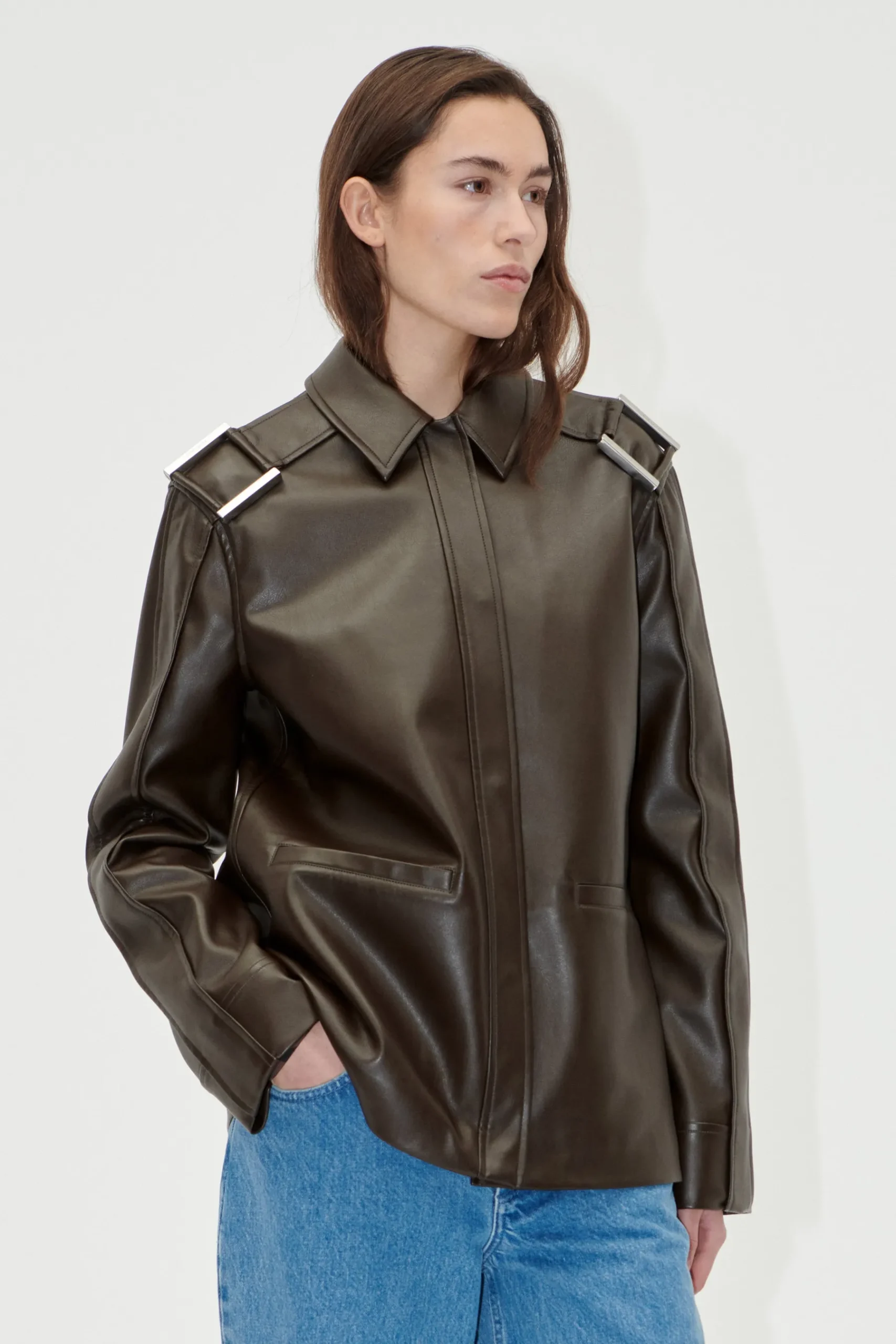 STINE GOYA Straight Sleeve Jacket - Chocolate Discount