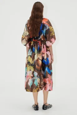 STINE GOYA Three-Quarter Sleeve Elasticated Midi Dress - Aquarelle Garden QuarterSleeveElasticatedMidiDress-AquarelleGarden New