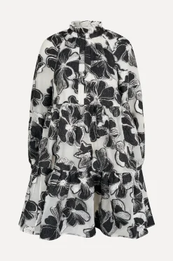 STINE GOYA Tier Voluminous Ruffle Mini Dress - Anemone Jacquard AnemoneJacquard New