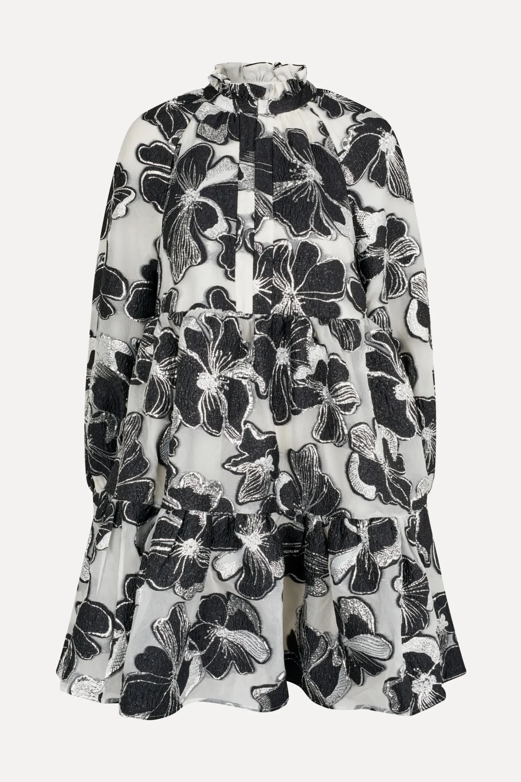 STINE GOYA Tier Voluminous Ruffle Mini Dress - Anemone Jacquard AnemoneJacquard New