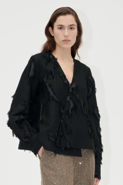 STINE GOYA V Neck Long Sleeve Top - Jet Black JetBlack Cheap